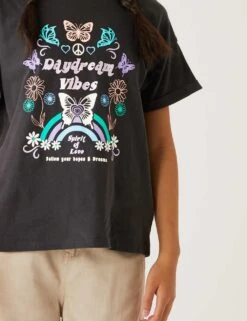 Pure Cotton Butterfly Glitter T-Shirt (6-16 Yrs) -School Uniform Store SD 04 T74 2326V VP X EC 1