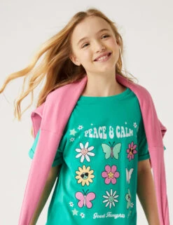 Pure Cotton Slogan T-Shirt (6-16 Yrs)