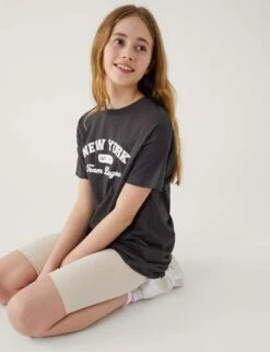 Pure Cotton New York Slogan T-Shirt (6-16 Yrs)