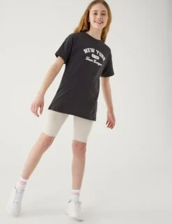Pure Cotton New York Slogan T-Shirt (6-16 Yrs) 8 Pure Cotton New York Slogan T-Shirt (6-16 Yrs) -School Uniform Store SD 04 T74 2349V VP X EC 1