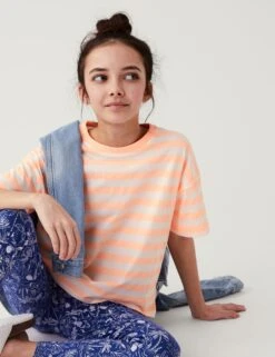 No Brand Cotton Rich Striped T-Shirt (6-16 Yrs)