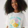 Pure Cotton Floral Slogan T-Shirt (6-16 Yrs) -School Uniform Store SD 04 T74 2362V Z0 X EC 0