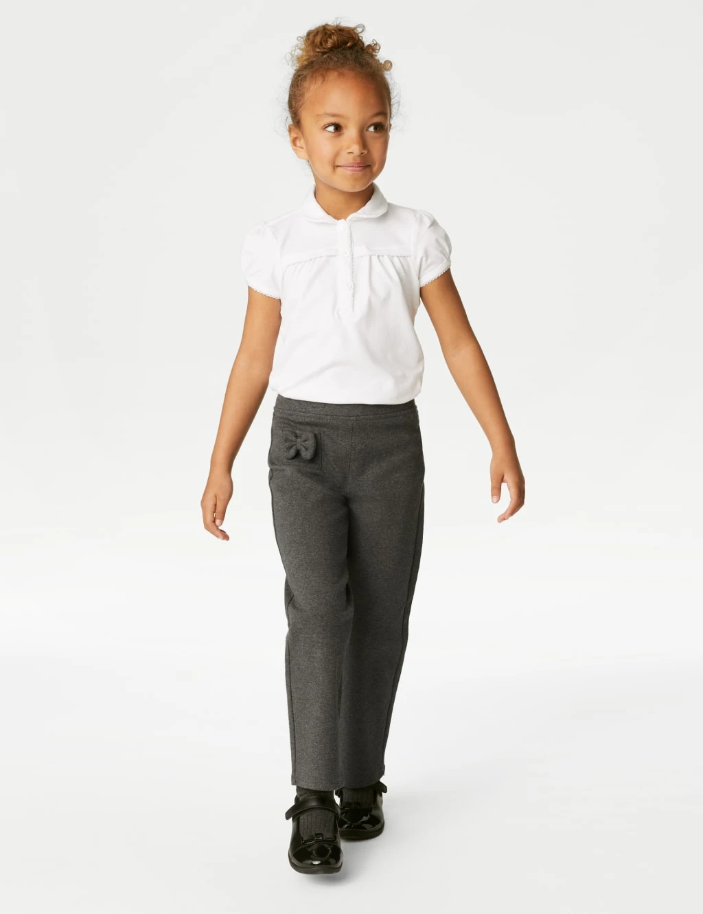 Girls' Jersey Bow School Trousers (2-14 Yrs) 3 Girls' Jersey Bow School Trousers (2-14 Yrs)