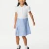 Girls' 2 In 1 Gingham Pleated School Dress (2-14 Yrs)