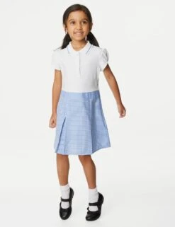 Girls' 2 In 1 Gingham Pleated School Dress (2-14 Yrs)