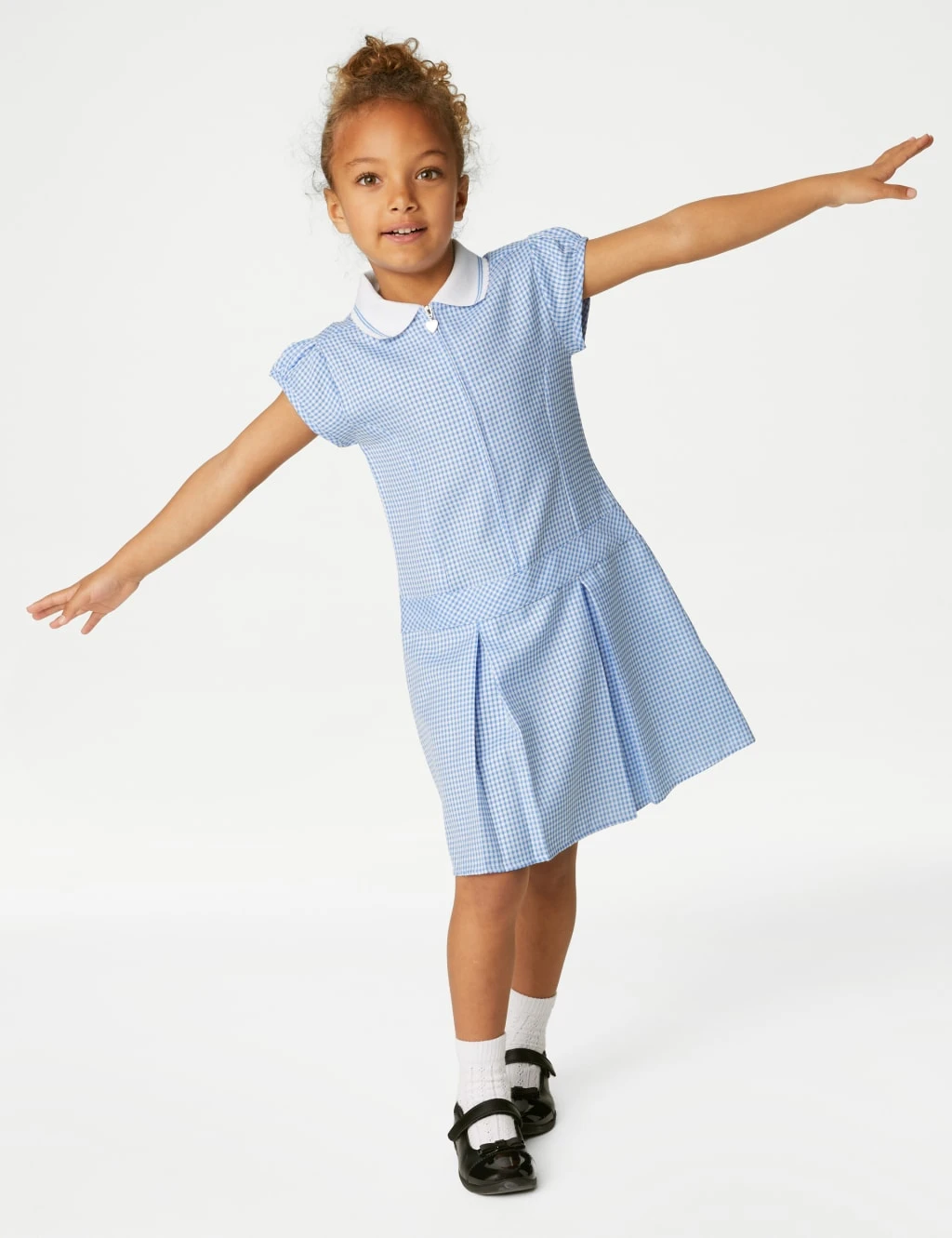 Girls' Gingham Pleated School Dress (2-14 Yrs) 3 Girls' Gingham Pleated School Dress (2-14 Yrs)