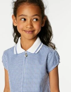 Girls' Gingham School Playsuit (2-14 Yrs) -School Uniform Store SD 04 T76 6479 O4 X EC 1