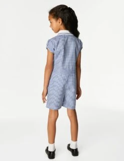 Girls' Gingham School Playsuit (2-14 Yrs) -School Uniform Store SD 04 T76 6479 O4 X EC 2