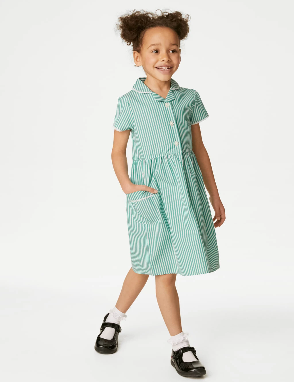 Girls' Pure Cotton Striped School Dress (2-14 Yrs) 3 Girls' Pure Cotton Striped School Dress (2-14 Yrs)