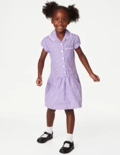 2pk Girls' Cotton Gingham School Dresses (2-14 Yrs) -School Uniform Store SD 04 T76 6487 G0 X EC 1