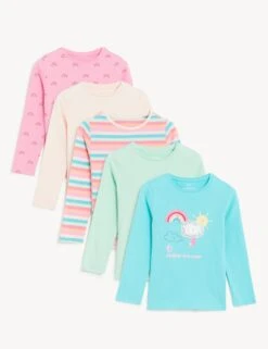 5pk Pure Cotton Rainbow Tops (2-8 Yrs)