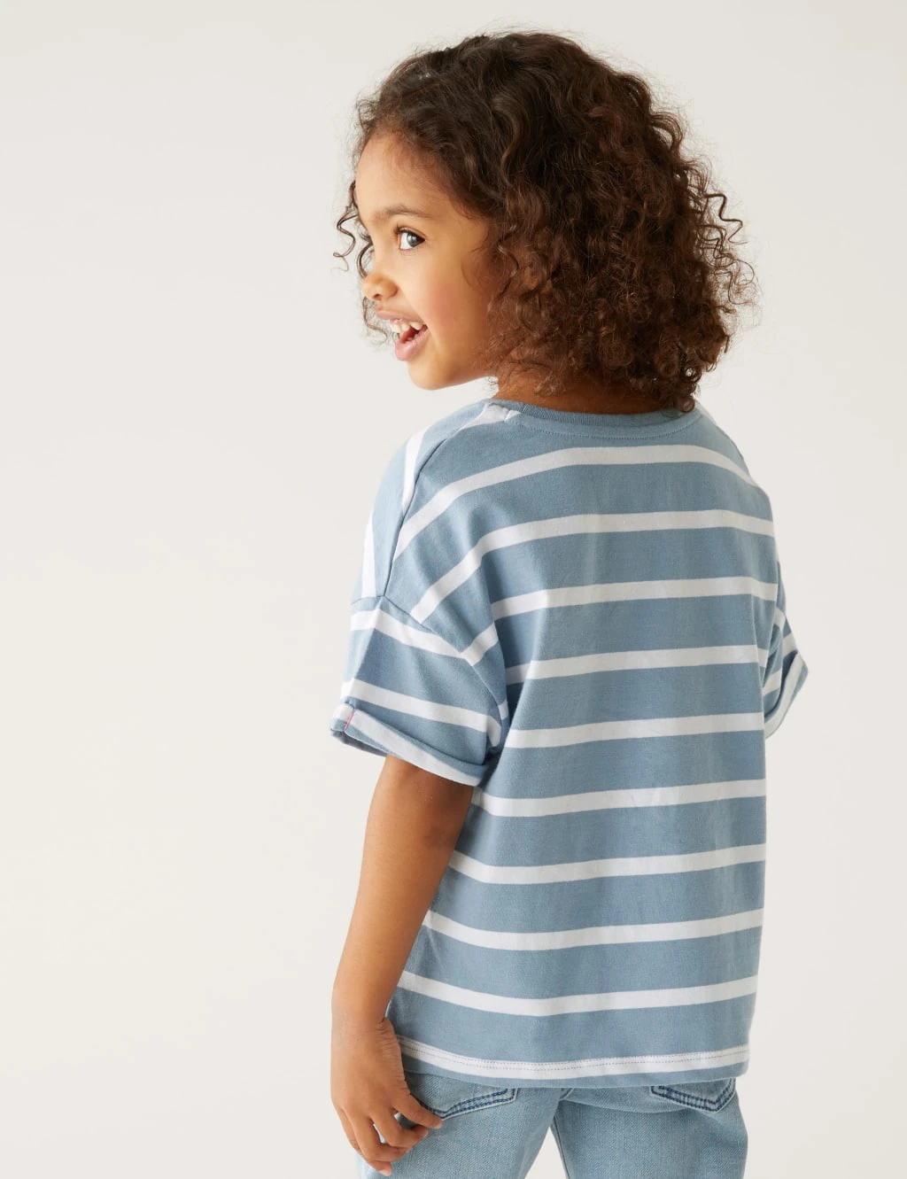5pk Pure Cotton Plain & Striped Tops (2-8 Yrs) 9 5pk Pure Cotton Plain & Striped Tops (2-8 Yrs) - Image 7