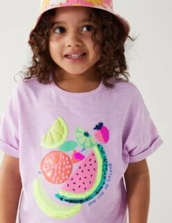 Pure Cotton Sequin Fruit T-Shirt (2 - 8 Yrs) -School Uniform Store SD 04 T77 2282E G0 X EC 1