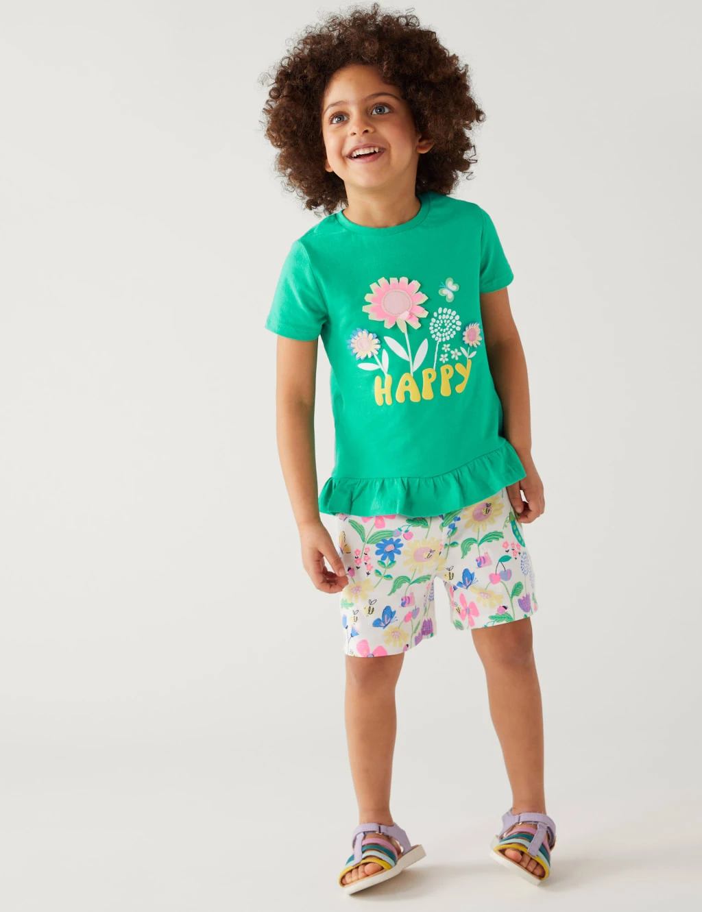 3pk Pure Cotton Floral T-Shirts (2-8 Yrs) 5 3pk Pure Cotton Floral T-Shirts (2-8 Yrs) - Image 3