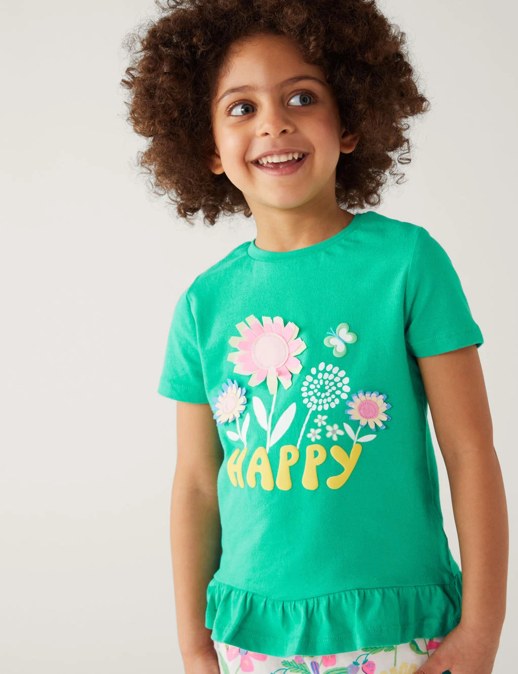 3pk Pure Cotton Floral T-Shirts (2-8 Yrs) 4 3pk Pure Cotton Floral T-Shirts (2-8 Yrs) - Image 2