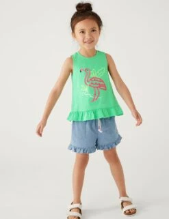 Pure Cotton Flamingo Print Top (2-8 Yrs)