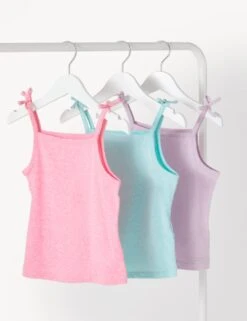 3pk Cotton Blend Cami Tops (2-8 Yrs)
