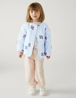 Pure Cotton Floral Quilted Jacket (2-8 Yrs)