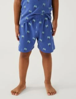 Pure Cotton Palm Tree Waffle Short Pyjama Set (1-8 Yrs) 9 Pure Cotton Palm Tree Waffle Short Pyjama Set (1-8 Yrs) -School Uniform Store SD 04 T86 3006Q E0 X EC 2