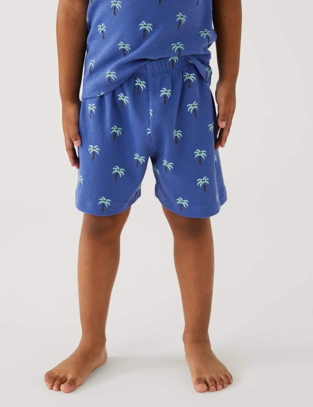 Pure Cotton Palm Tree Waffle Short Pyjama Set (1-8 Yrs) 6 Pure Cotton Palm Tree Waffle Short Pyjama Set (1-8 Yrs) - Image 4