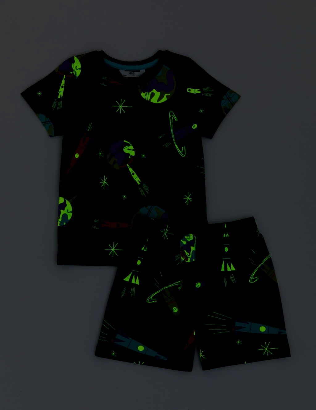 Glow In The Dark Space Short Pyjama Set (1-8 Yrs) 4 Glow In The Dark Space Short Pyjama Set (1-8 Yrs) - Image 2