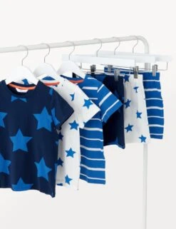 3pk Pure Cotton Patterned Short Pyjama Sets (1-8 Yrs)