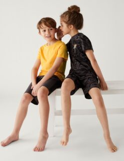 2pk Pure Cotton Football Short Pyjama Sets (6-16 Yrs)