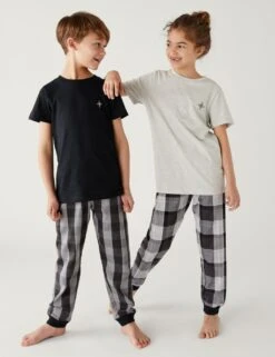 2pk Pure Cotton Checked Pyjama Sets (6-16 Yrs)