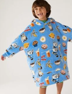 Fleece Breakfast Print Oversized Hoodie (7-16 Yrs)