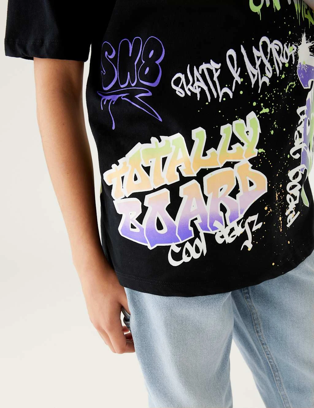 Pure Cotton Graffiti Slogan T-Shirt (6 - 16 Yrs) 5 Pure Cotton Graffiti Slogan T-Shirt (6 - 16 Yrs) - Image 3