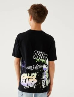 Pure Cotton Graffiti Slogan T-Shirt (6 - 16 Yrs) 9 Pure Cotton Graffiti Slogan T-Shirt (6 - 16 Yrs) -School Uniform Store SD 04 T87 2323E Y4 X EC 2
