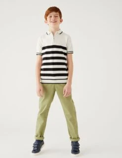 Cotton Rich Striped Knitted Polo Shirt (6 - 16 Yrs) 9 Cotton Rich Striped Knitted Polo Shirt (6 - 16 Yrs) -School Uniform Store SD 04 T87 2349L Z4 X EC 1