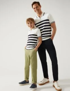 Cotton Rich Striped Knitted Polo Shirt (6 - 16 Yrs) 11 Cotton Rich Striped Knitted Polo Shirt (6 - 16 Yrs) -School Uniform Store SD 04 T87 2349L Z4 X EC 6