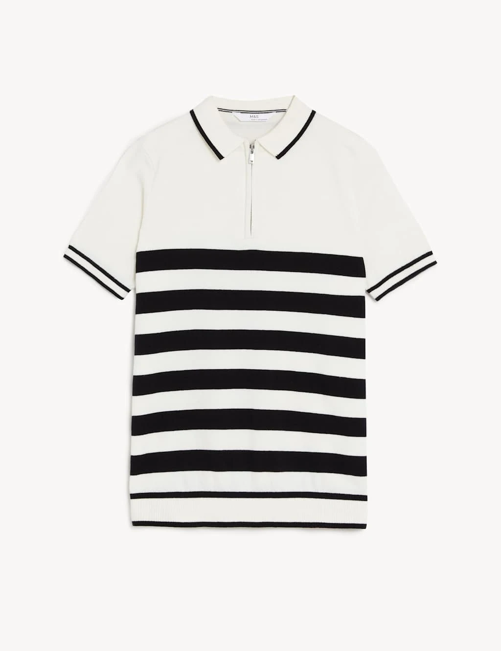 Cotton Rich Striped Knitted Polo Shirt (6 - 16 Yrs) 4 Cotton Rich Striped Knitted Polo Shirt (6 - 16 Yrs) - Image 2