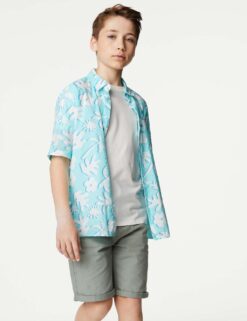 Cotton Rich Floral Shirt & T-Shirt Set (6-16 Yrs)