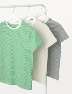 3pk Pure Cotton Striped T-Shirts (6-16 Yrs )