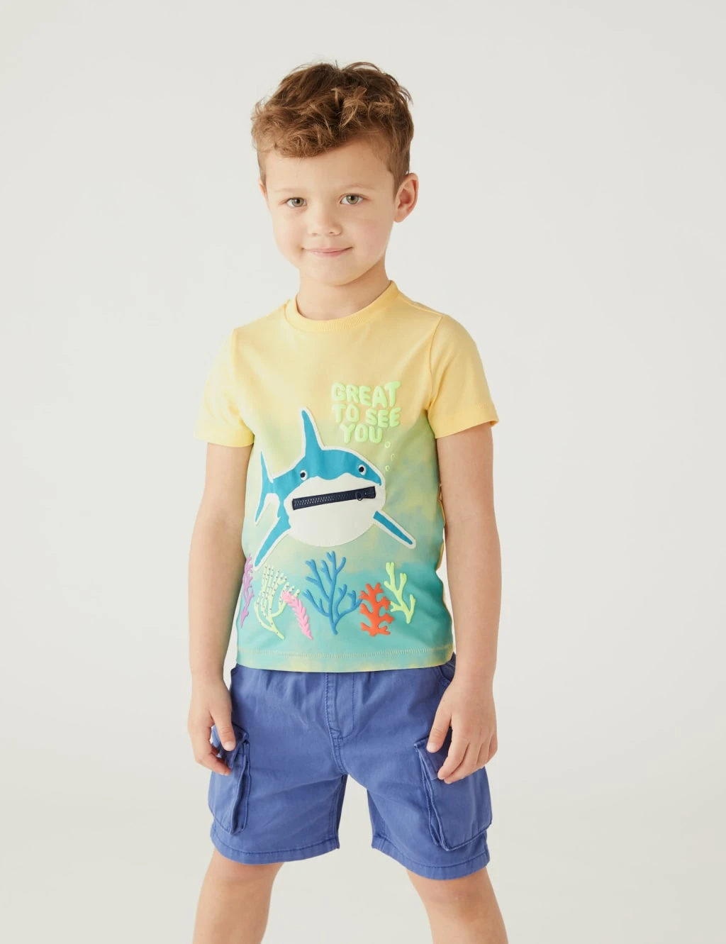 Pure Cotton Shark T-Shirt (2-8 Yrs) 3 Pure Cotton Shark T-Shirt (2-8 Yrs)