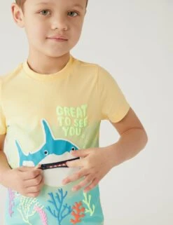 Pure Cotton Shark T-Shirt (2-8 Yrs) 8 Pure Cotton Shark T-Shirt (2-8 Yrs) -School Uniform Store SD 04 T88 1306E R4 X EC 1