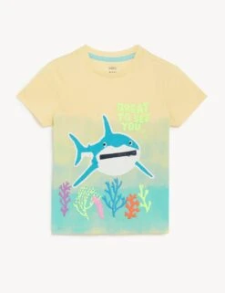 Pure Cotton Shark T-Shirt (2-8 Yrs) 7 Pure Cotton Shark T-Shirt (2-8 Yrs) -School Uniform Store SD 04 T88 1306E R4 X EC 90