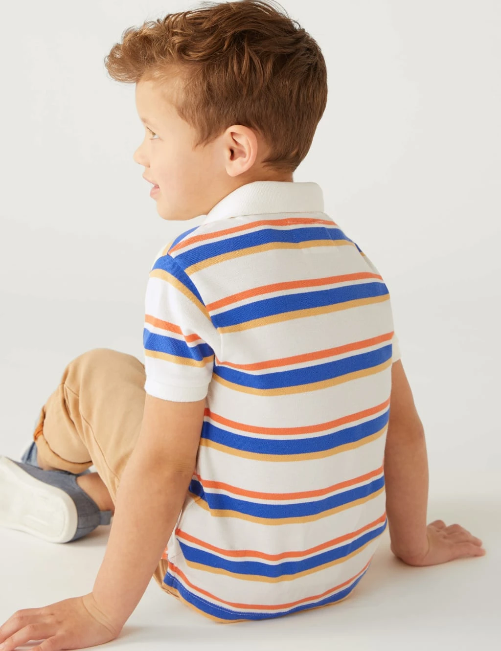 Pure Cotton Striped Polo Shirt (2-8 Yrs) 6 Pure Cotton Striped Polo Shirt (2-8 Yrs) - Image 4