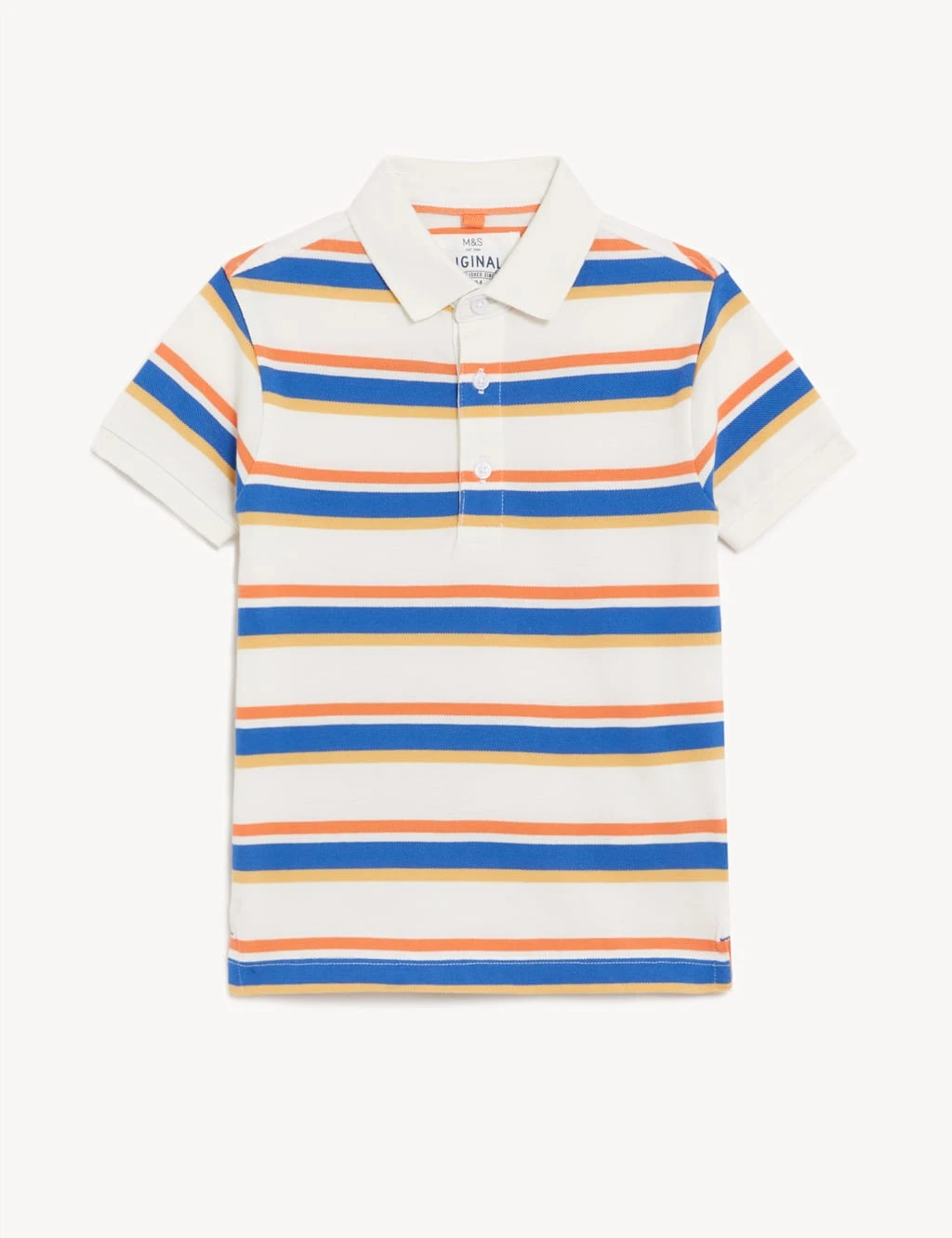 Pure Cotton Striped Polo Shirt (2-8 Yrs) 4 Pure Cotton Striped Polo Shirt (2-8 Yrs) - Image 2