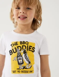 Pure Cotton BBQ Print Mini Me T-Shirt (2-8 Yrs)