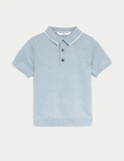 Cotton Rich Knitted Polo Top (2-8 Yrs) -School Uniform Store SD 04 T88 1323L QE X EC 90