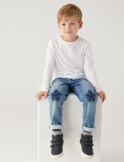 Regular Cotton Rich Star Embroidered Jeans (2-7 Yrs)