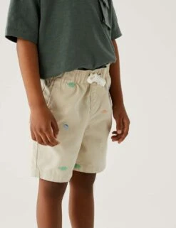 Pure Cotton Dinosaur Shorts (2-8 Yrs) 9 Pure Cotton Dinosaur Shorts (2-8 Yrs) -School Uniform Store SD 04 T88 1848V SS X EC 1
