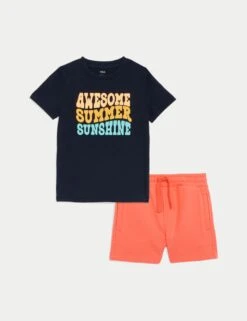 2pc Cotton Rich Slogan Top & Bottom Outfit (2-8 Yrs)