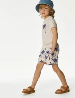 Cotton Rich Palm Tree Print Shorts (2-8 Yrs)