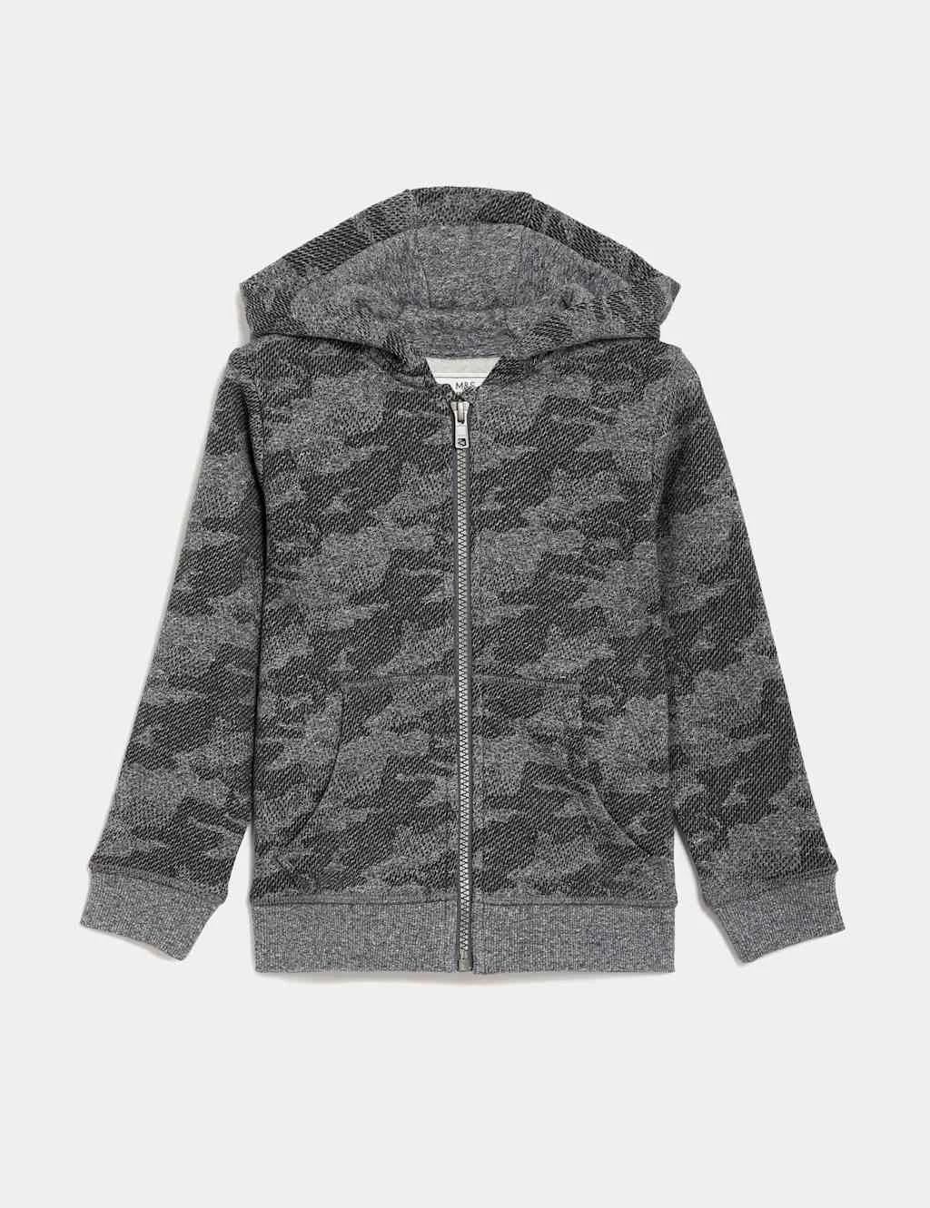 Cotton Rich Patterned Zip Hoodie (2-8 Yrs) 3 Cotton Rich Patterned Zip Hoodie (2-8 Yrs)