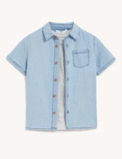 2pc Denim Shirt & T-Shirt Set (2-8 Yrs) 8 2pc Denim Shirt & T-Shirt Set (2-8 Yrs) -School Uniform Store SD 04 T88 4830J HP X EC 90