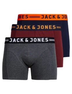 Jack & Jones Junior 3 Pack Cotton Rich Trunks (8-16 Yrs)